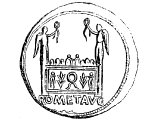 Altar of Lyons, on reverse of a brass coin of Tiberius